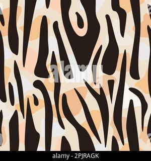 Tiger print, vector seamless pattern in beige and brown colors Stock Vector