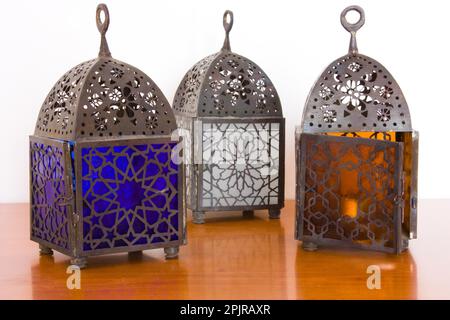 Egyptian lamps - metal and colored glass, from Cairo Stock Photo