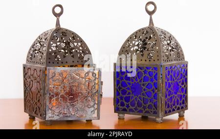 Egyptian lamps - metal and colored glass, from Cairo Stock Photo