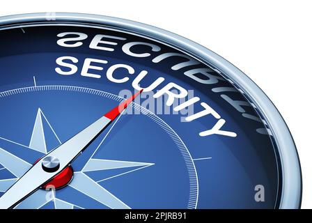 3d rendering of a compass with a security icon Stock Photo