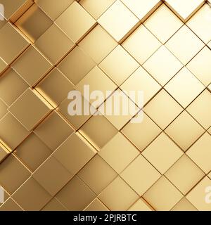Gold metallic honeycomb and hexagon background pattern. 3d rendering Stock Photo