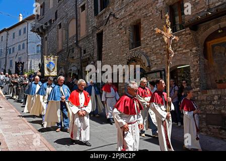 Procession, church dignitaries, priests, Assisi, Perugia province, Umbria, Italy Stock Photo