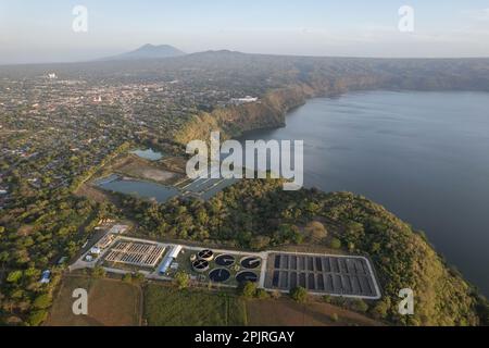 Water clean station in Masaya town Nicaragua aerial drone view Stock Photo