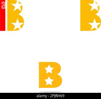 Set of Letter B with star light symbol logo vector Stock Vector