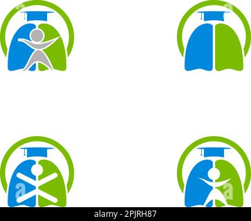Set of Lungs Learn logo template Stock Vector