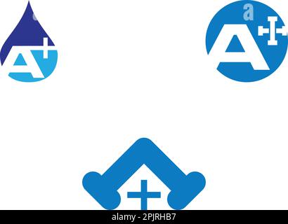 Set of Initial Letter A cross plus plumbing logo icon design template elements Stock Vector