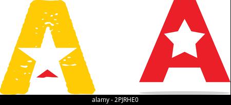 Set of Initial Letter A Star Logo Design Stock Vector