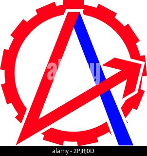 Letter A Gear with Arrow Logo Design Element Stock Vector