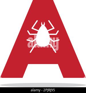Initial Letter A with Flea Animals Design Logo Vector Stock Vector