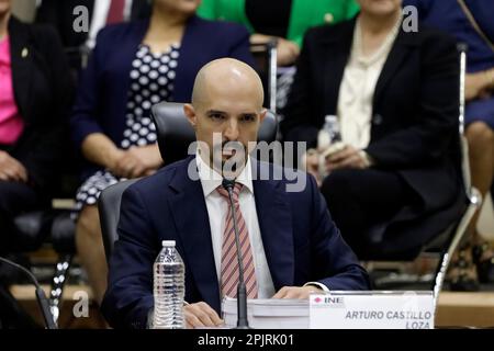 Mexico City, Mexico. 03rd Apr, 2023. April 3, 2023, Mexico City, Mexico: The electoral advisor, Arturo Castillo at the session of the National Electoral Institute in Mexico City. on April 3, 2023 in Mexico City, Mexico (Photo by Luis Barron/Eyepix Group/Sipa USA). Credit: Sipa USA/Alamy Live News Stock Photo