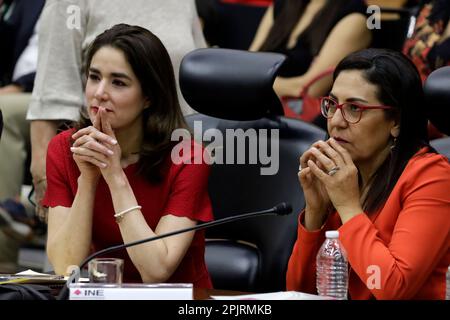 Mexico City, Mexico. 03rd Apr, 2023. April 3, 2023, Mexico City, Mexico: Electoral advisors Dania Ravel and Claudia Zavala of the organization at the National Electoral Institute in Mexico City. on April 3, 2023 in Mexico City, Mexico (Photo by Luis Barron/Eyepix Group/Sipa USA). Credit: Sipa USA/Alamy Live News Stock Photo