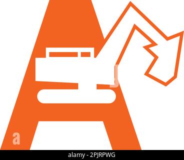 Initial letter A excavator logo concept vector Stock Vector