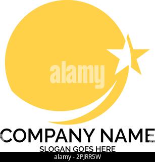 Global Swoosh with Sparkling Star Logo Template Stock Vector
