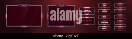 Game stream. HUD futuristic overlay with frames buttons banners and ...