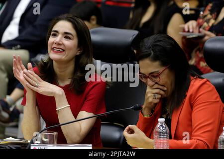 Mexico City, Mexico. 03rd Apr, 2023. April 3, 2023, Mexico City, Mexico: Electoral advisors Dania Ravel and Claudia Zavala of the organization at the National Electoral Institute in Mexico City. on April 3, 2023 in Mexico City, Mexico (Photo by Luis Barron/Eyepix Group/Sipa USA). Credit: Sipa USA/Alamy Live News Stock Photo