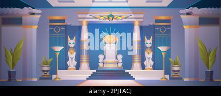 Ancient egyptian pharaoh throne in palace interior. Egypt temple ...