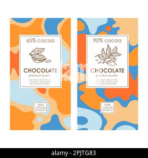 CHOCOLATE PACK Abstract Colorful Organic Vintage Templates Background Design In Simple Style And Vintage Labels With Hand Drawn Cocoa Beans Vector Col Stock Vector