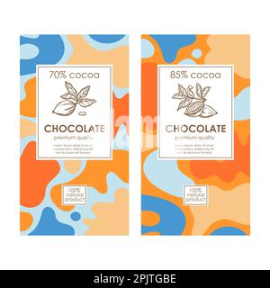 CHOCOLATE PACK TAGS Abstract Colorful Organic Templates Background Design In Simple Style And Vintage Labels With Hand Drawn Cocoa Beans Vector Collec Stock Vector