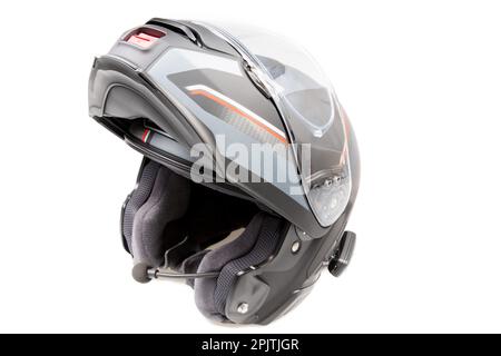 Motorcycle modular touring Helmet over isolated on white background with clipping path Stock Photo