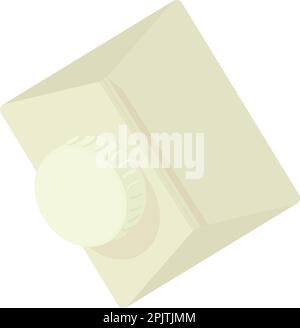 Milk pack icon isometric vector. White closed dairy product package, top view. Cardboard empty rectangular packaging Stock Vector
