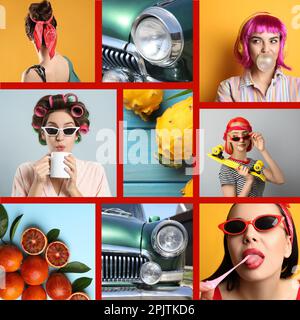Inspiring mood board. Collage with beautiful and aesthetic photos Stock Photo