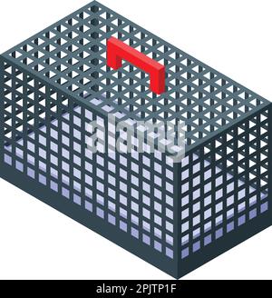 Pet cage icon isometric vector. Cat carrier. Animal travel Stock Vector