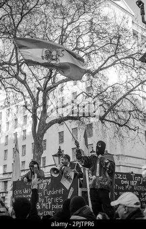 British-Iranians and supporters gathered outside Downing street to protest against the ruling Islamic Republic in Iran and the IRGC’s conduct. On 16 September 2022, the 22-year-old Iranian woman Mahsa Amini, also known as Jina Amini died of injuries she received whilst in the custody of the religious morality police of the Iranian government. Amini's death resulted in a series of protests across Iran against the ruling Islamic republic. Stock Photo