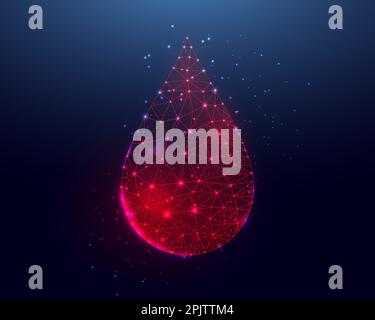 Blood drop. World blood donors day concept. Banner template with glowing low poly. Futuristic modern abstract. Vector illustration Stock Vector