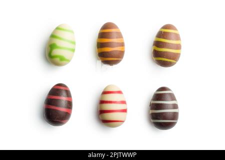 Chocolate easter eggs isolated on the white background. Stock Photo