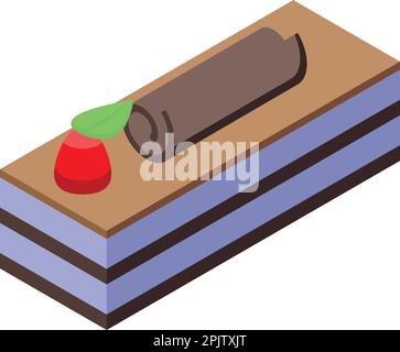 Tiramisu cake icon isometric vector. Food dessert. Cream pastry Stock Vector