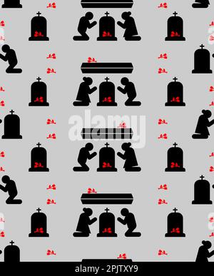 Mourning for Dead pattern seamless. Sorrow texture. Funeral background Stock Vector