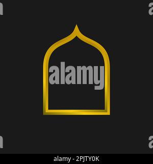Islamic design element style. Arabic ornament frame shape vector. Islamic bagde emblem. Suitable for ramadhan poster, Label, Sign, Sticker, banner Stock Vector