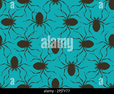 Spider pattern seamless. Poisonous dangerous insect background. Vector texture Stock Vector