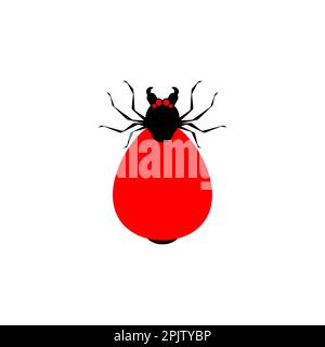 Mite isolated. Encephalitic red tick. Vector illustration Stock Vector