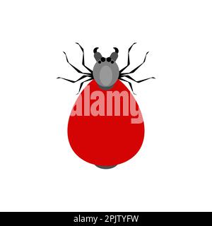 Mite isolated. Encephalitic red tick. Vector illustration Stock Vector