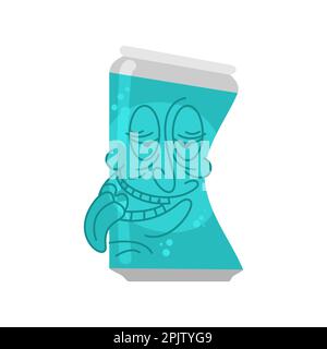 Drunk can of beer cartoon isolated. Alcoholic illustration Stock Vector