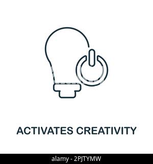 Activates Creativity line icon. Simple element from yoga collection. Creative Activates Creativity outline icon for web design, templates Stock Vector