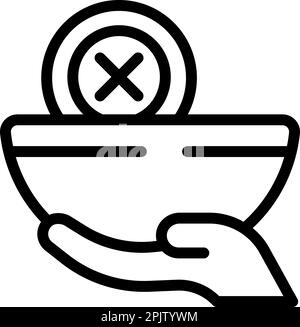 No food bowl icon outline vector. Street charity. Poverty people Stock Vector