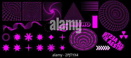 Retrowave design elements in trendy retro cyberpunk 80s 90s style. Y2k  aesthetic Stock Vector Image & Art - Alamy