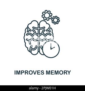 Improves Memory line icon. Simple element from yoga collection. Creative Improves Memory outline icon for web design, templates, infographics and more Stock Vector