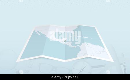 Belize map, folded paper with Belize map. Vector illustration Stock ...