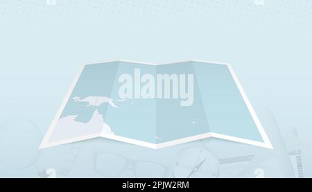 Map of Nauru with the flag of Nauru in the contour of the map on a trip abstract backdrop. Travel illustration. Stock Vector