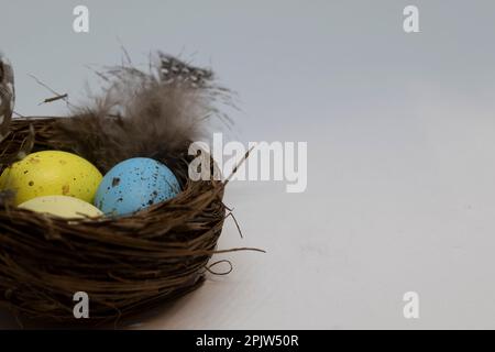 Easter eggs in a nest Stock Photo