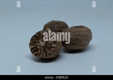 Nutmeg - white background Stock Photo