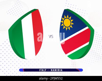 Italy vs Namibia rugby match, international rugby competition 2023. Template for world tournament. Stock Vector