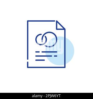 Marriage certificate. Legal wedding document. Two rings intertwined, symbol of love. Pixel perfect, editable stroke icon Stock Vector