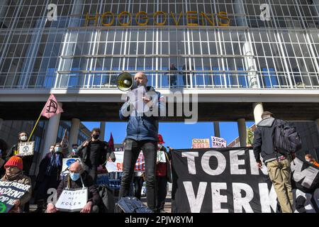 Environmental activists protest at Dutch Tata Steel plant