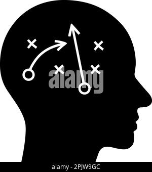 The flat icon of a strategy markup in a human head as a concept of developed a plan Stock Vector
