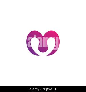 M love Logo Design. M Initial Icon Stock Vector