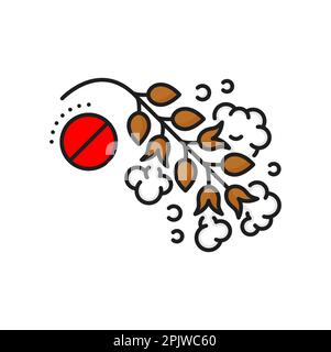 Cotton allergy color line icon. Clothing fabric intolerance or natural material allergic reaction caution or plant allergen simple vector symbol, line Stock Vector